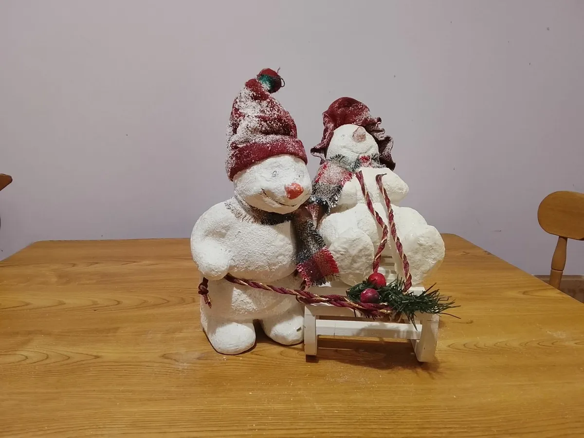 Two Snow Men on a Sledge - Image 3