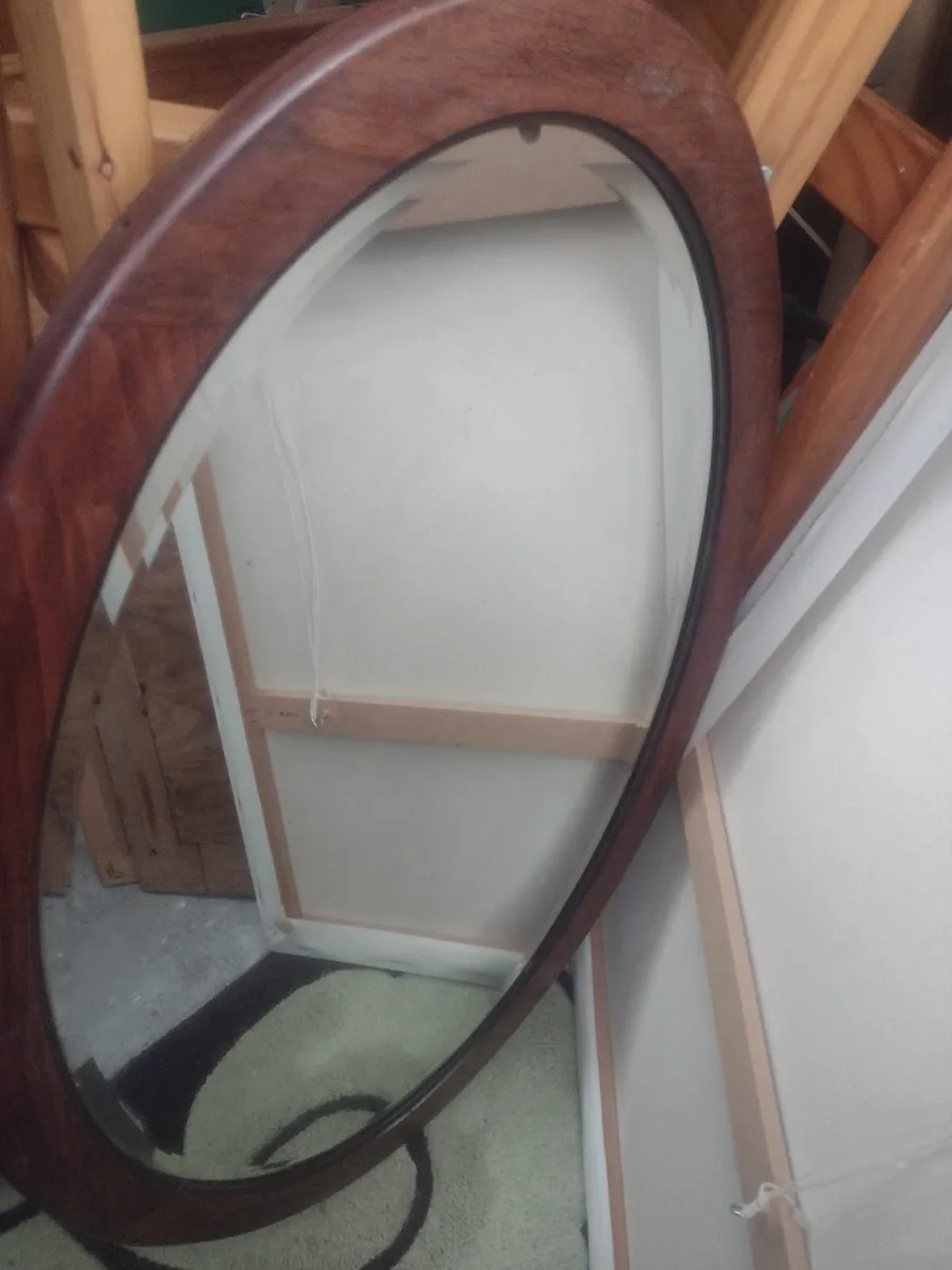 Very heavy Mid-Century bevelled mantle mirror - Image 1