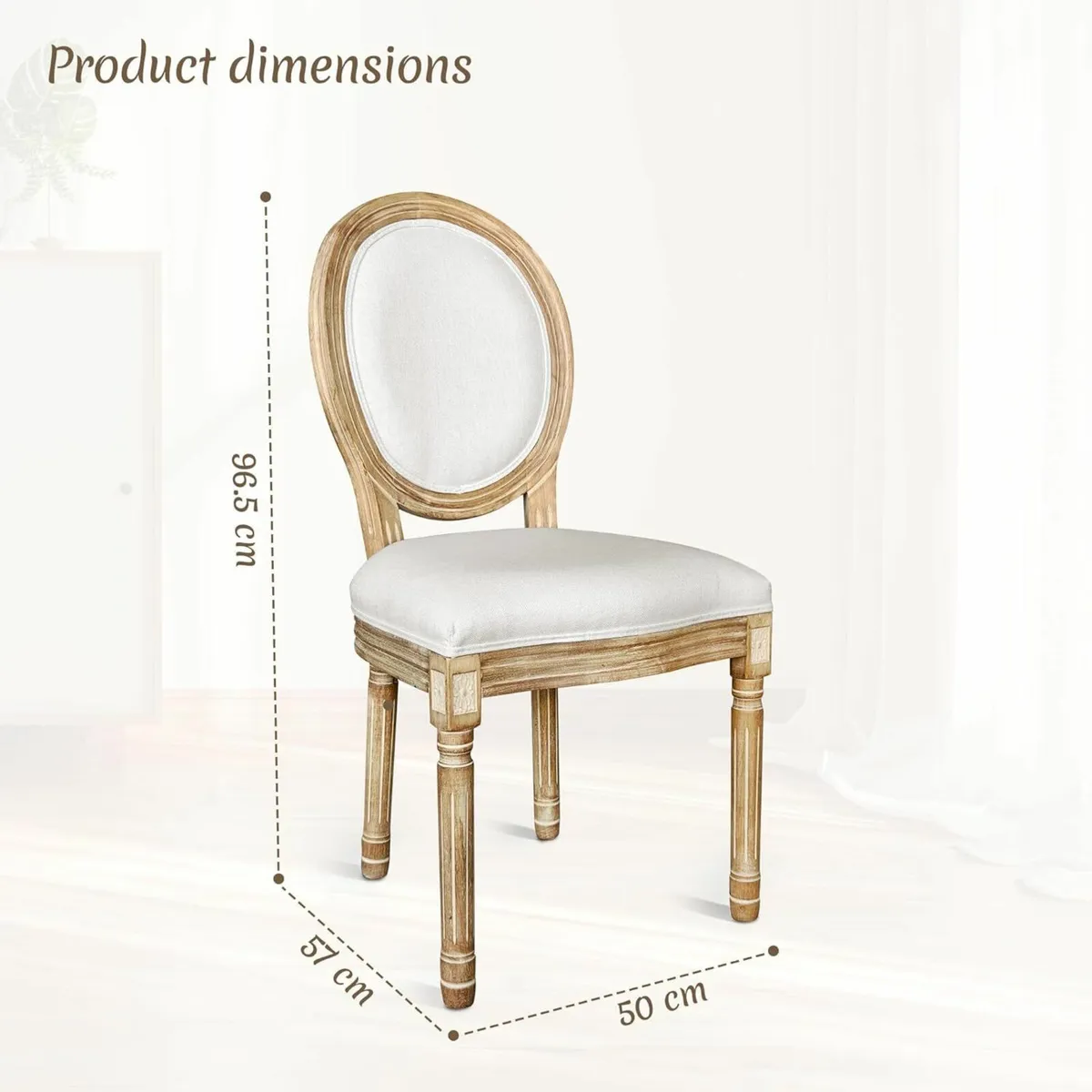 Cream Dining Chairs Set of 2 Upholstered Vanity - Image 2