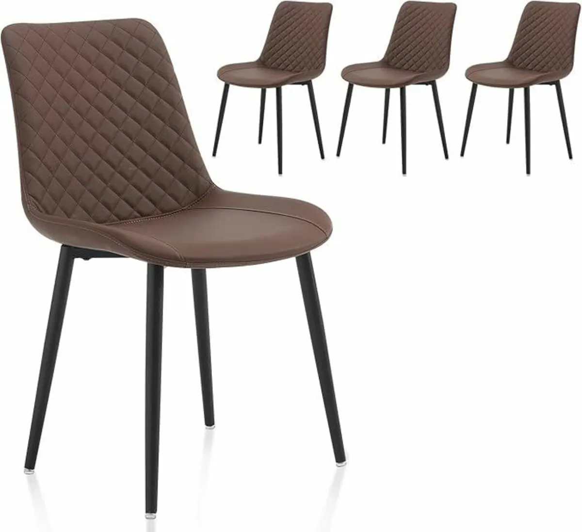 Modern Dining Chairs Set of 4, Brown Upholstered - Image 4