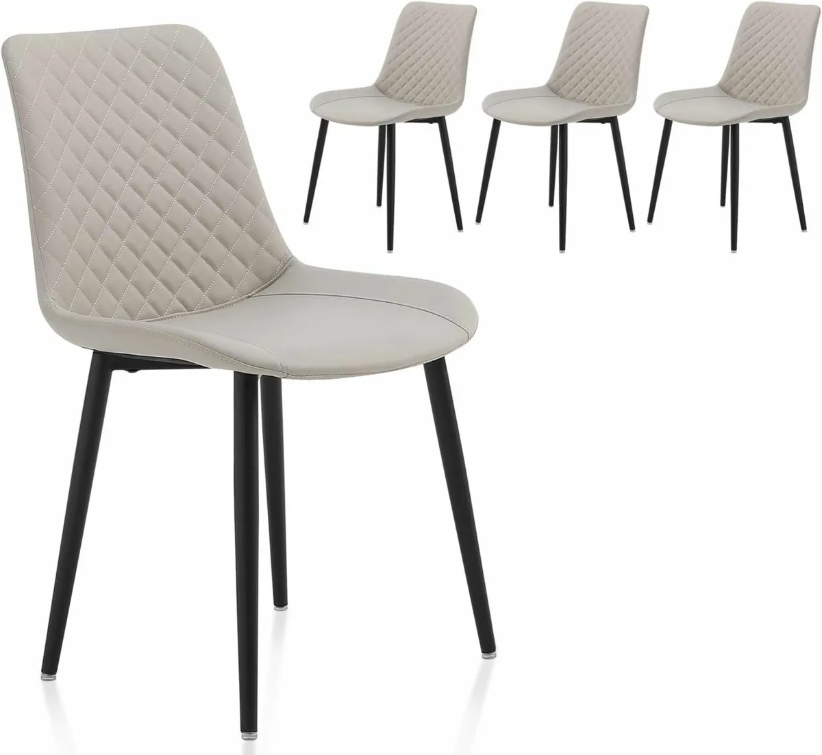 Modern Dining Chairs Set of 4, Beige Upholstered - Image 4