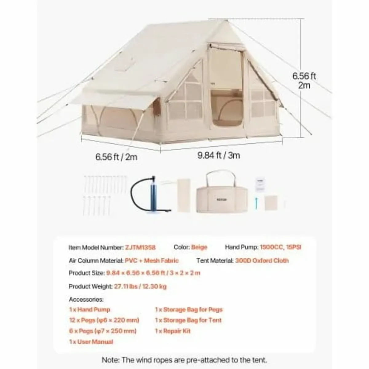 Inflatable Tents for Camping, 3-5 Person Easy Setu - Image 3