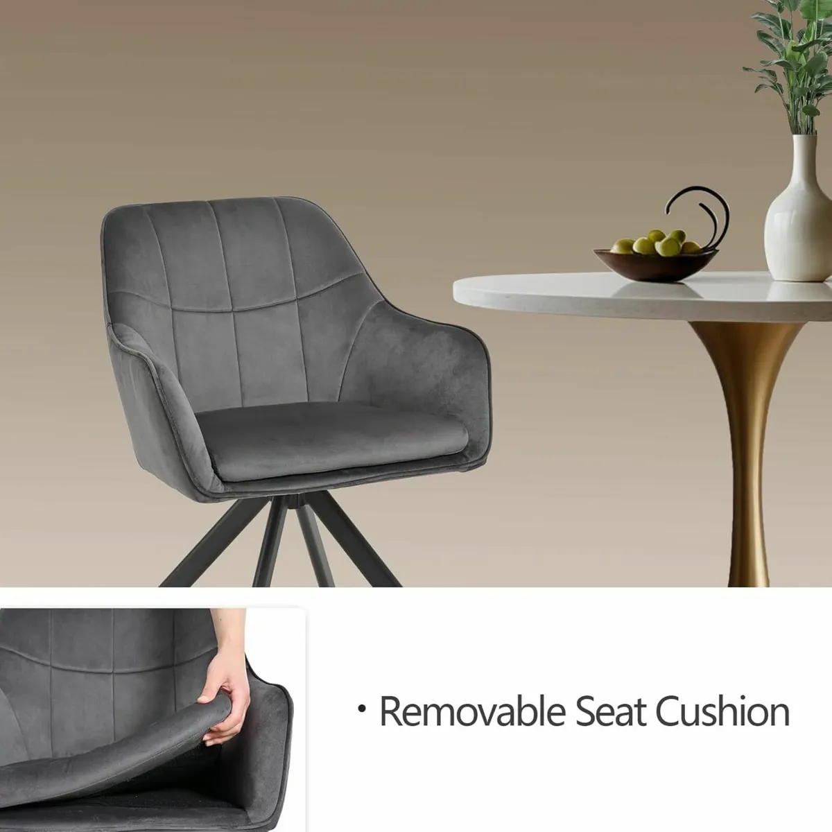 Velvet Dining Chairs Set of 2 Upholstered Office - Image 2