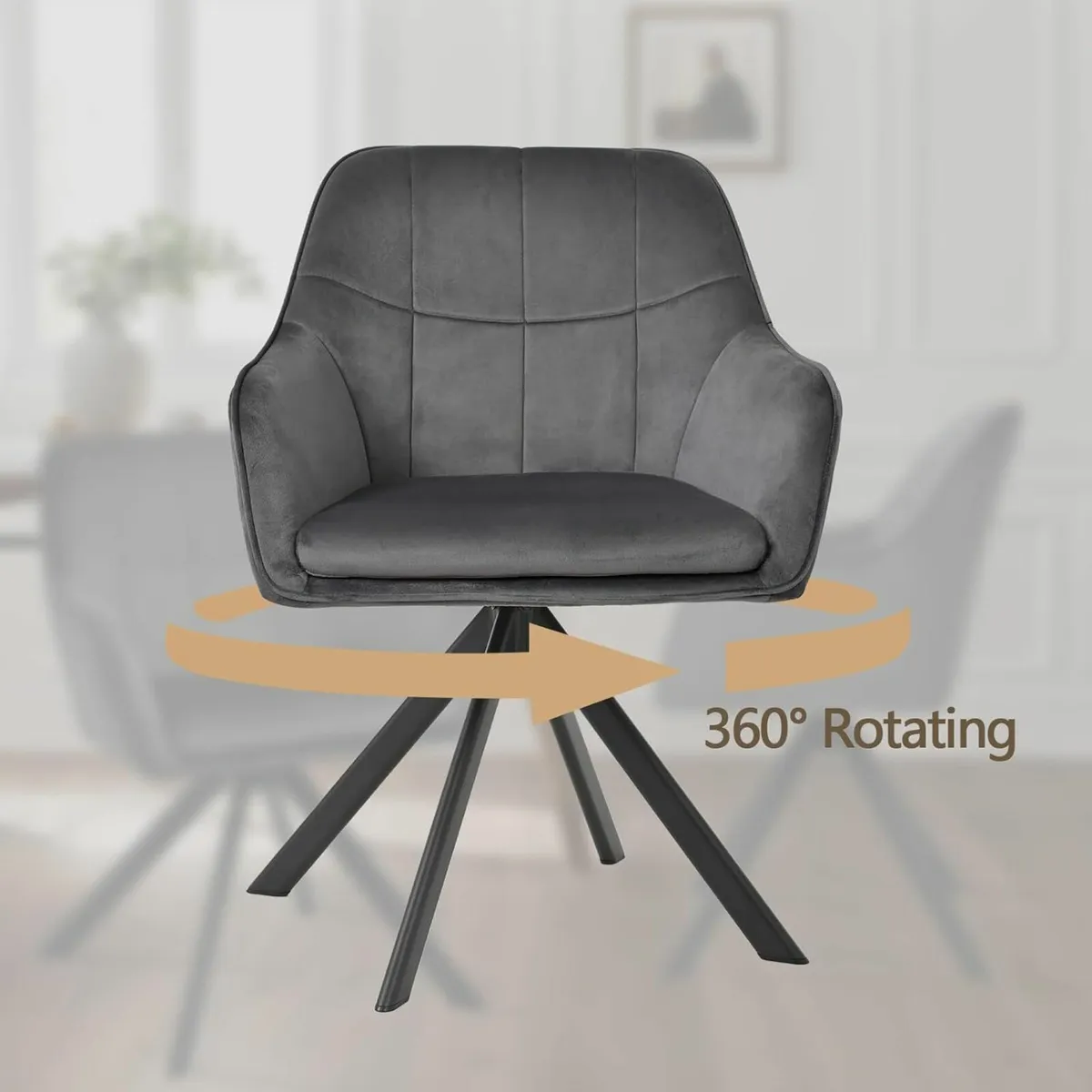 Velvet Dining Chairs Set of 2 Upholstered Office - Image 3