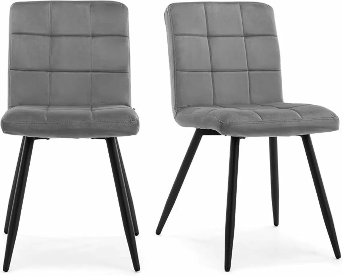 Set Of 2 Velvet Upholstered Kitchen Dining Chair - Image 1