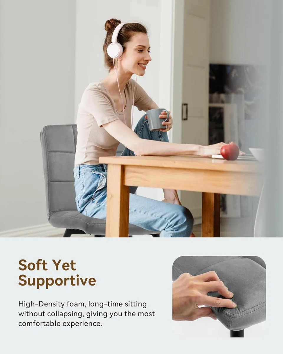 Set Of 2 Velvet Upholstered Kitchen Dining Chair - Image 3