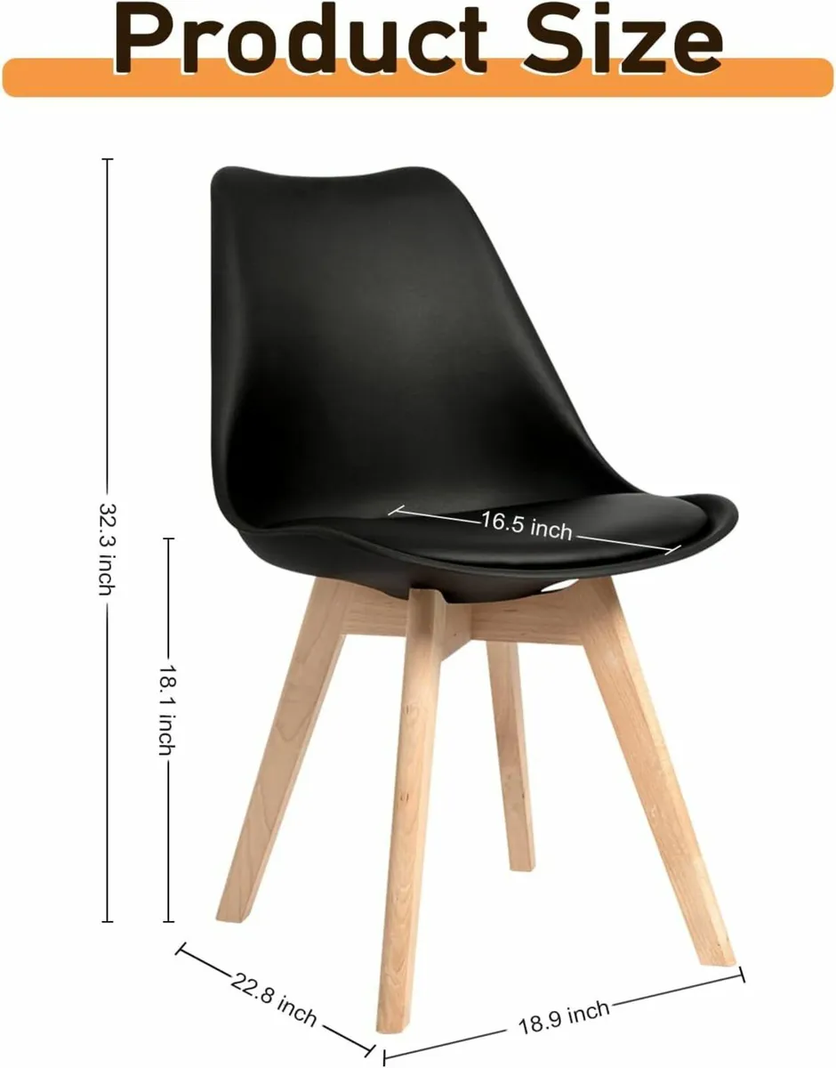 Set of 4 Dining Chairs Wooden Legs Soft Cushion - Image 3