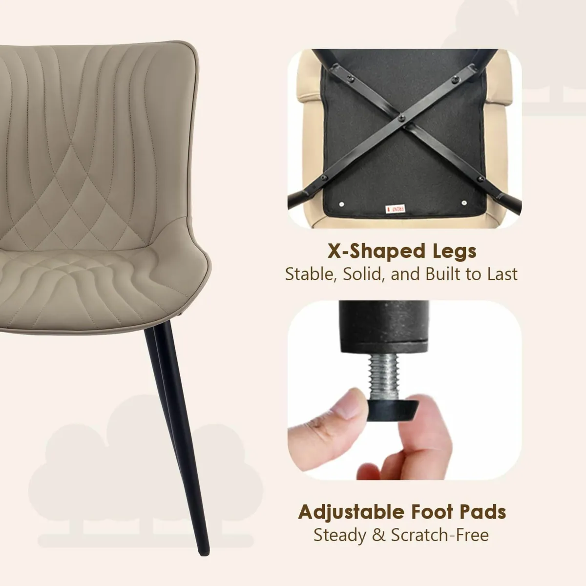 Dining Chairs Set of 2, Modern Uplostered Lounge - Image 2