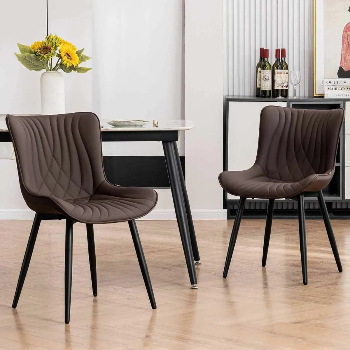Dining Chairs Set of 2, Modern Uplostered Lounge - Image 1