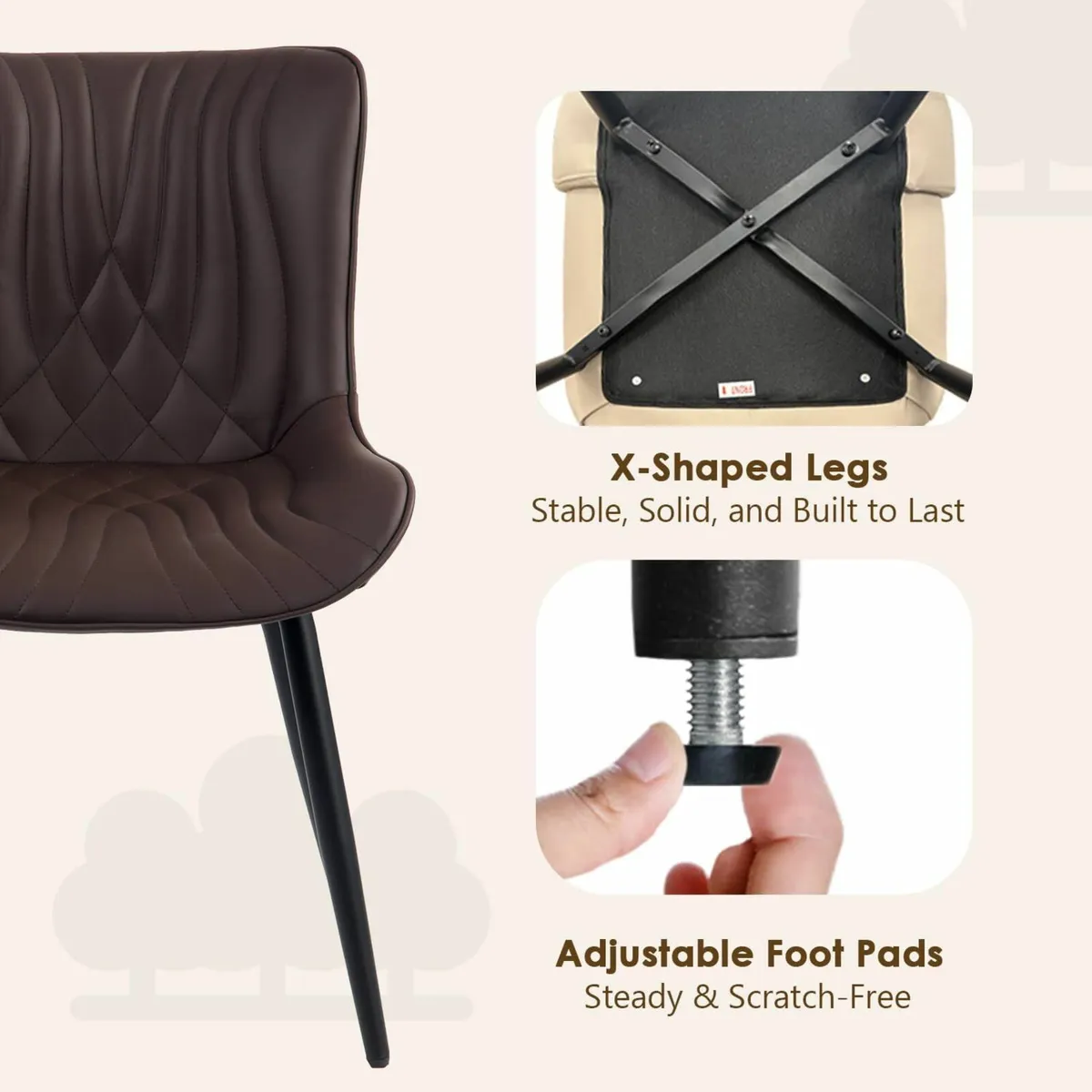 Dining Chairs Set of 2, Modern Uplostered Lounge - Image 2