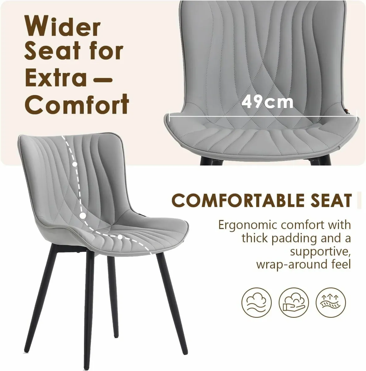 Dining Chairs Set of 2, Kitchen Chairs Uplostered - Image 3