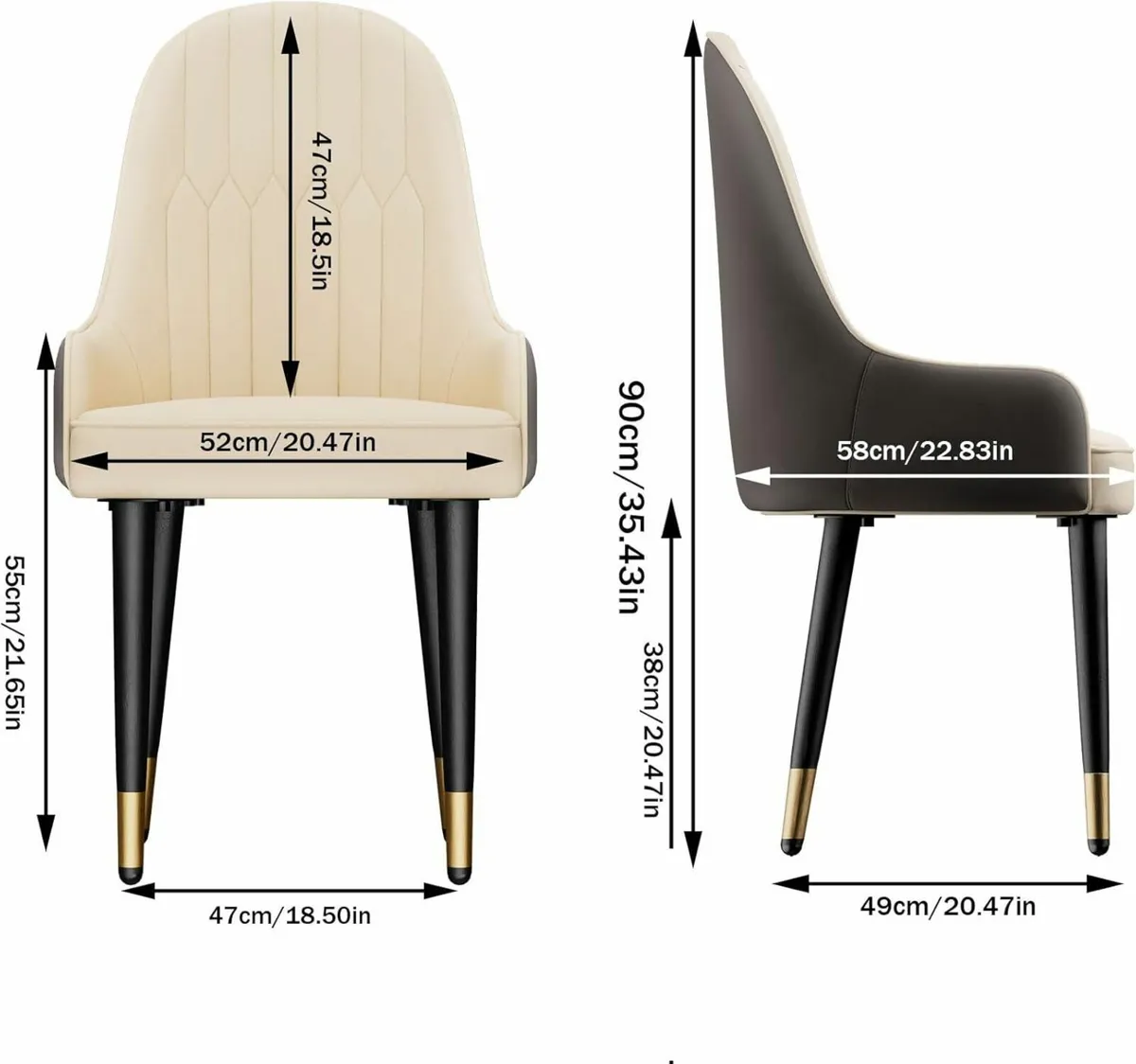 Dining Chairs Set of 2 Upholstered Elegant Kitchen - Image 3