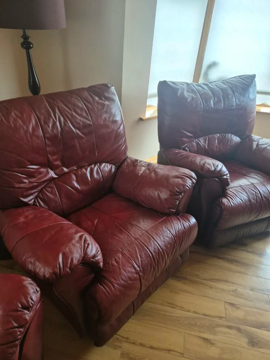 Leather 3 piece suite - Image 2