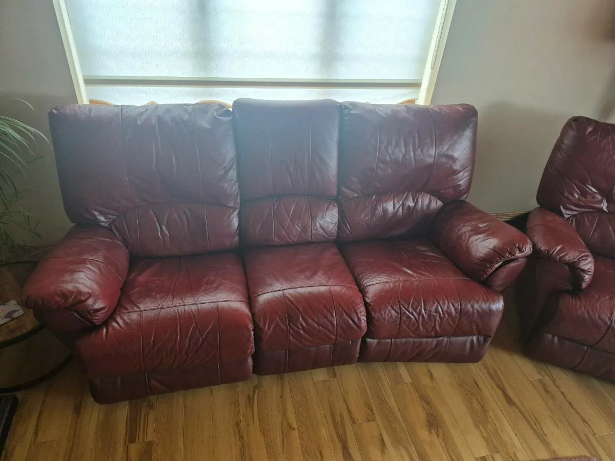 Leather 3 piece suite - Image 4