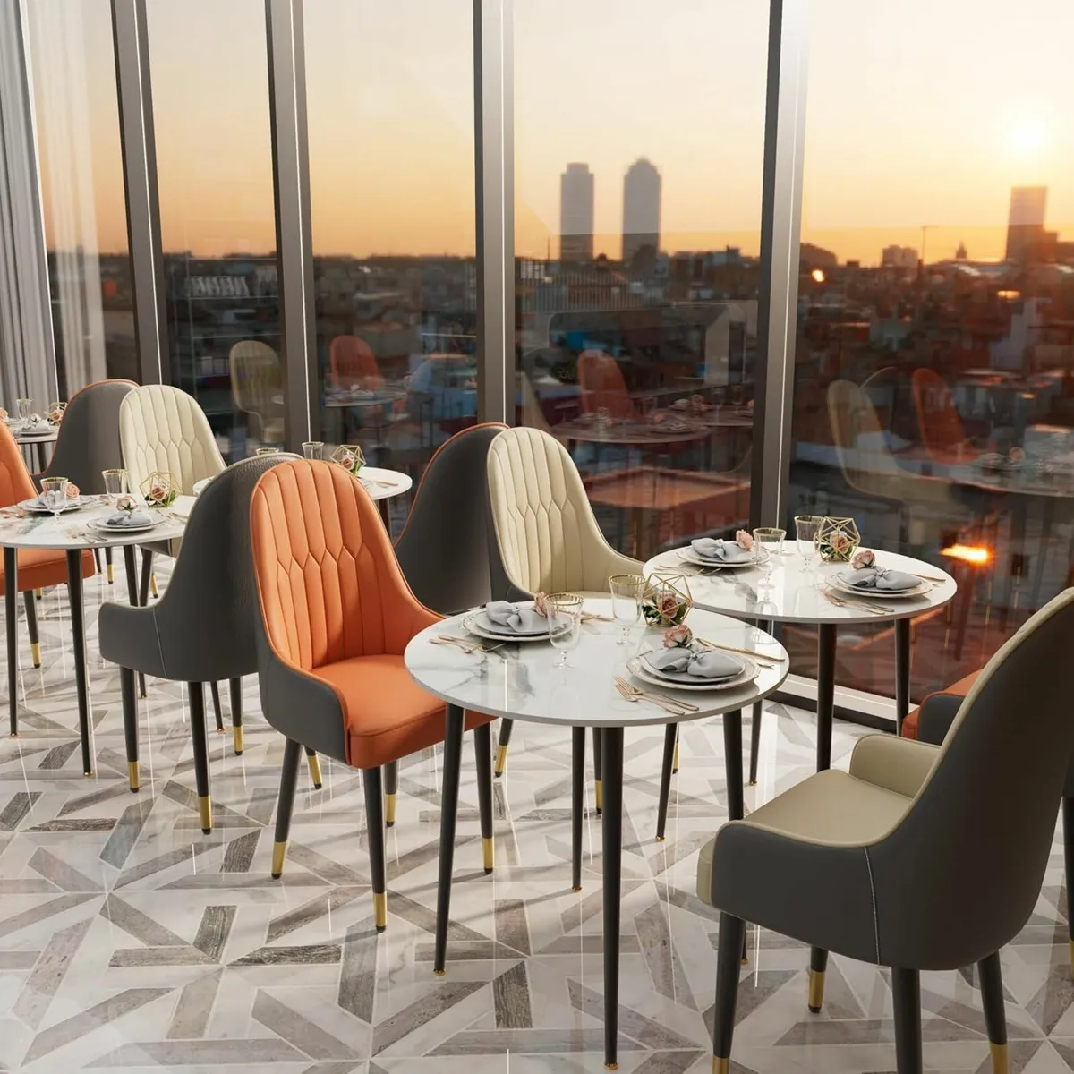 Set of 2 Dining Chairs Upholstered Elegant Kitchen - Image 4