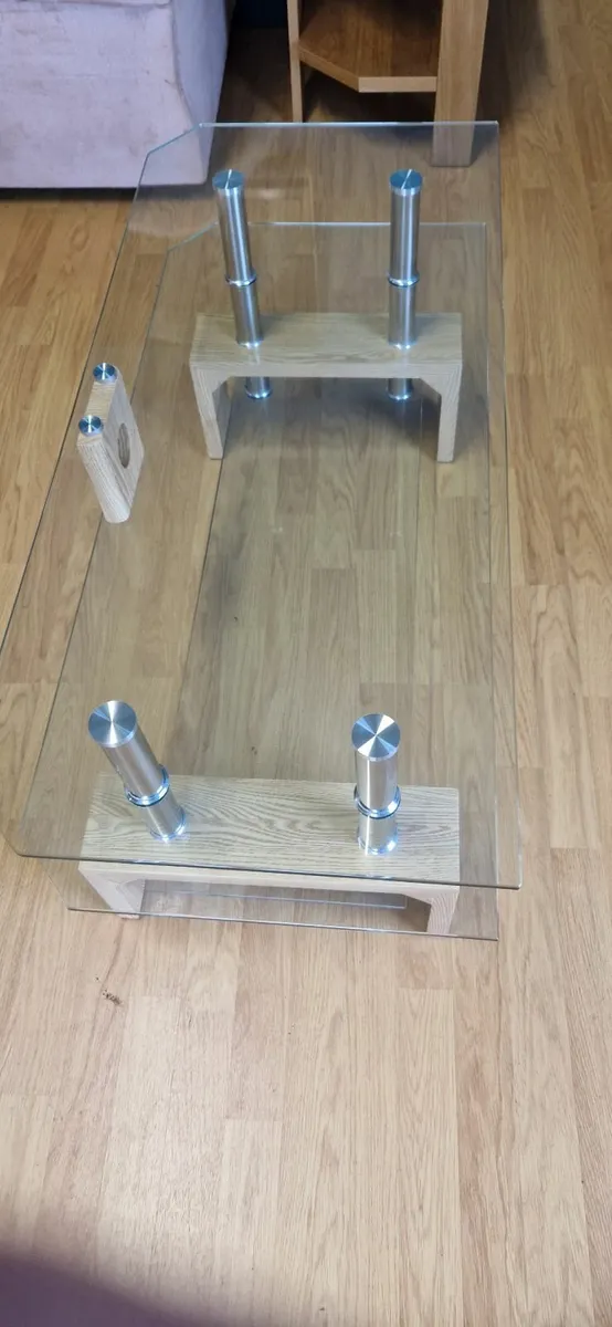 TV Stand  Oak & Glass - Image 2