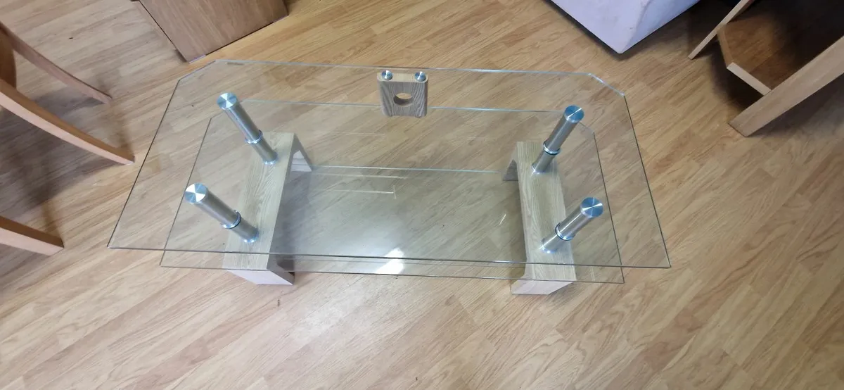 Coffee Table  Glass & Oak - Image 3