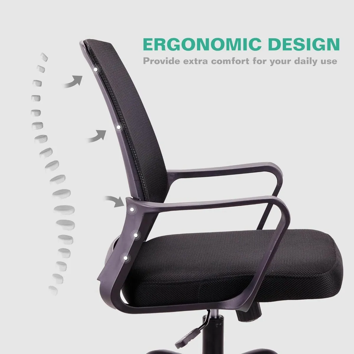 Adjustable office chair ergonomic mesh swivel seat - Image 4
