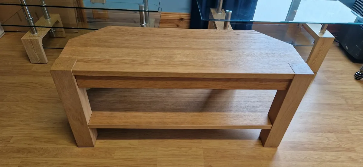 TV Stand Oak Effect with Console Shelf - Image 1