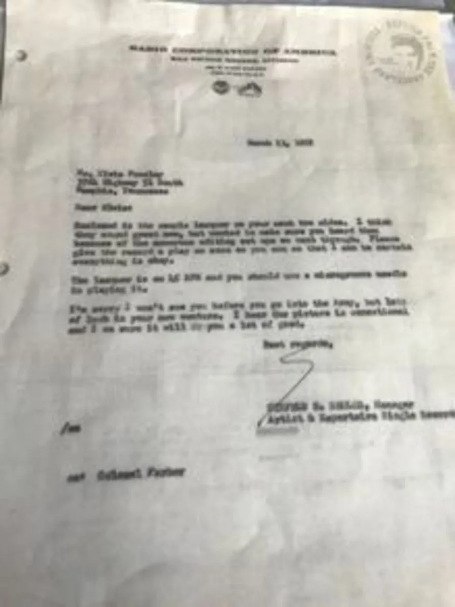 Rare Elvis Memorabilia, a letter from RCA  Records