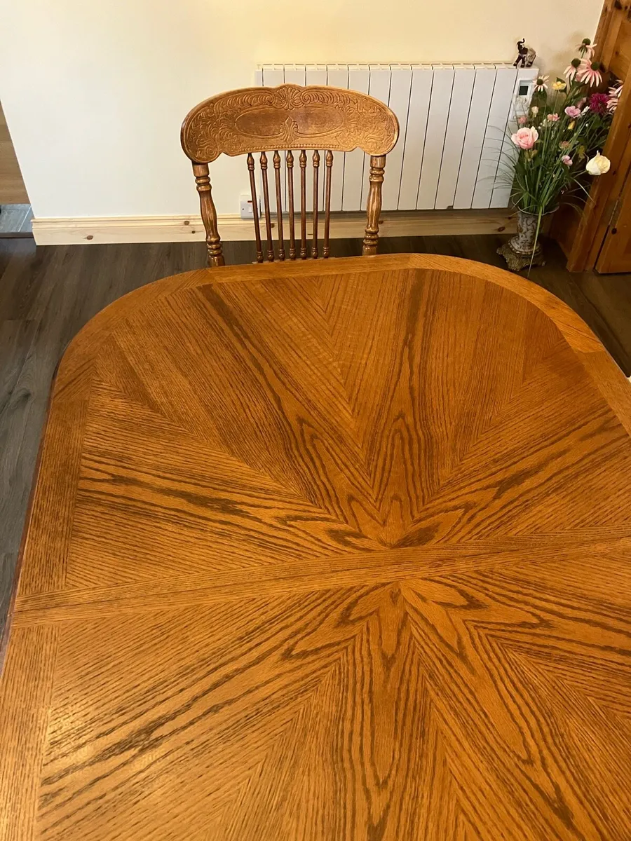 Solid Oak table and chairs - Image 4