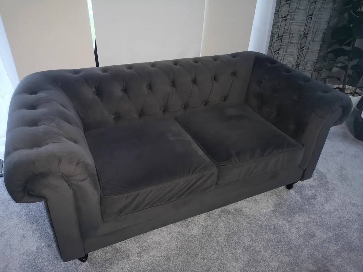 Chesterfield Velvet 2 Seater and 3 Seater Sofa - Image 1