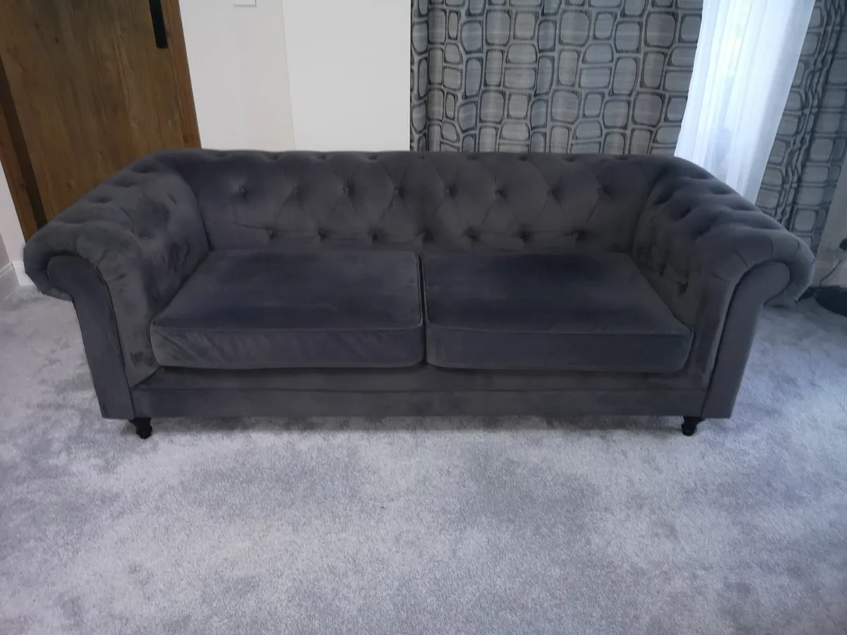 Chesterfield Velvet 2 Seater and 3 Seater Sofa - Image 2
