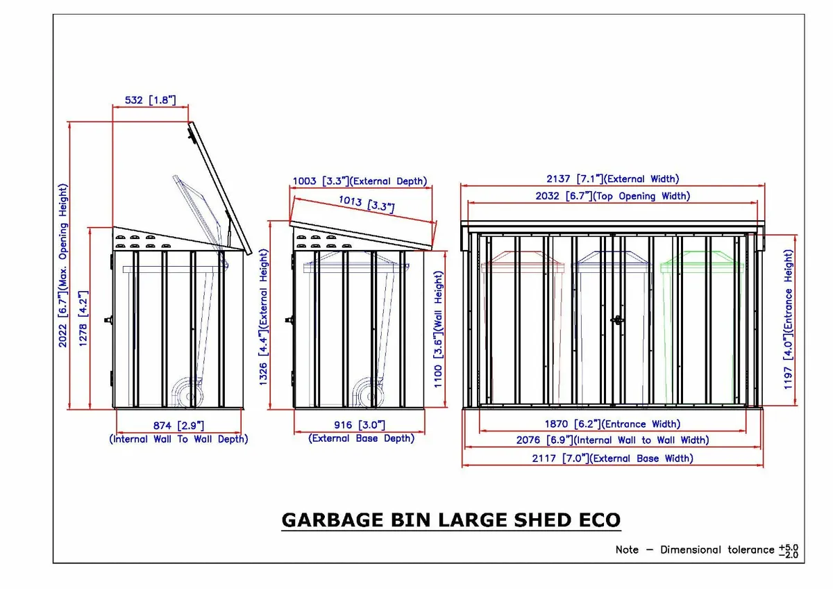 🗑️ Steel Wheelie Bin Storage Shed – 7×3 ft - Image 2