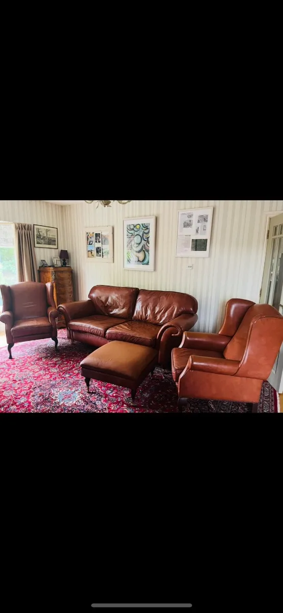 Genuine Laura Ashley three piece leather suite - Image 2