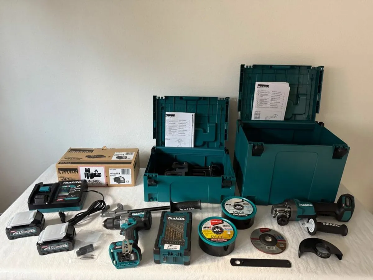 Makita 40V Cordless Drill and Angle Grinder Set - Image 1