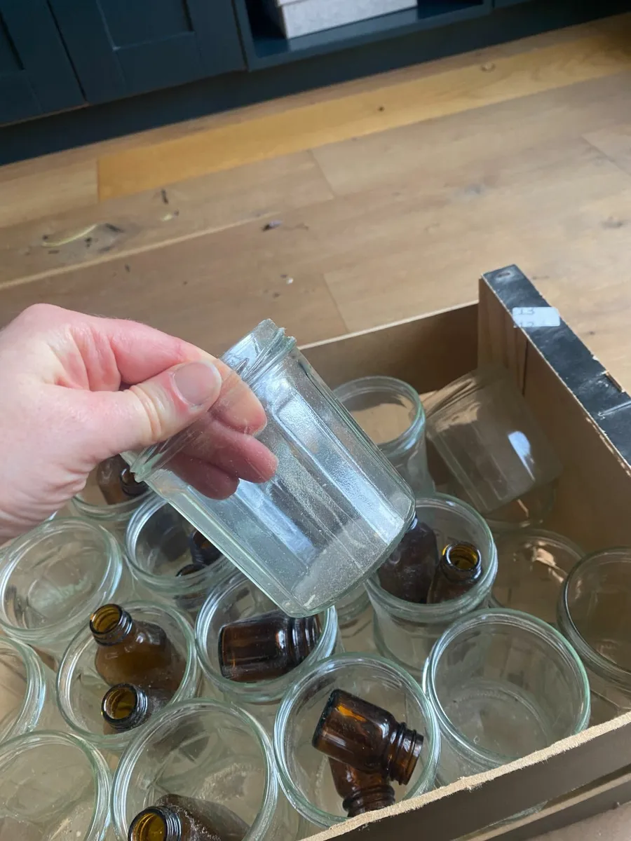 Glass jam jars and medicine bottles - Image 2