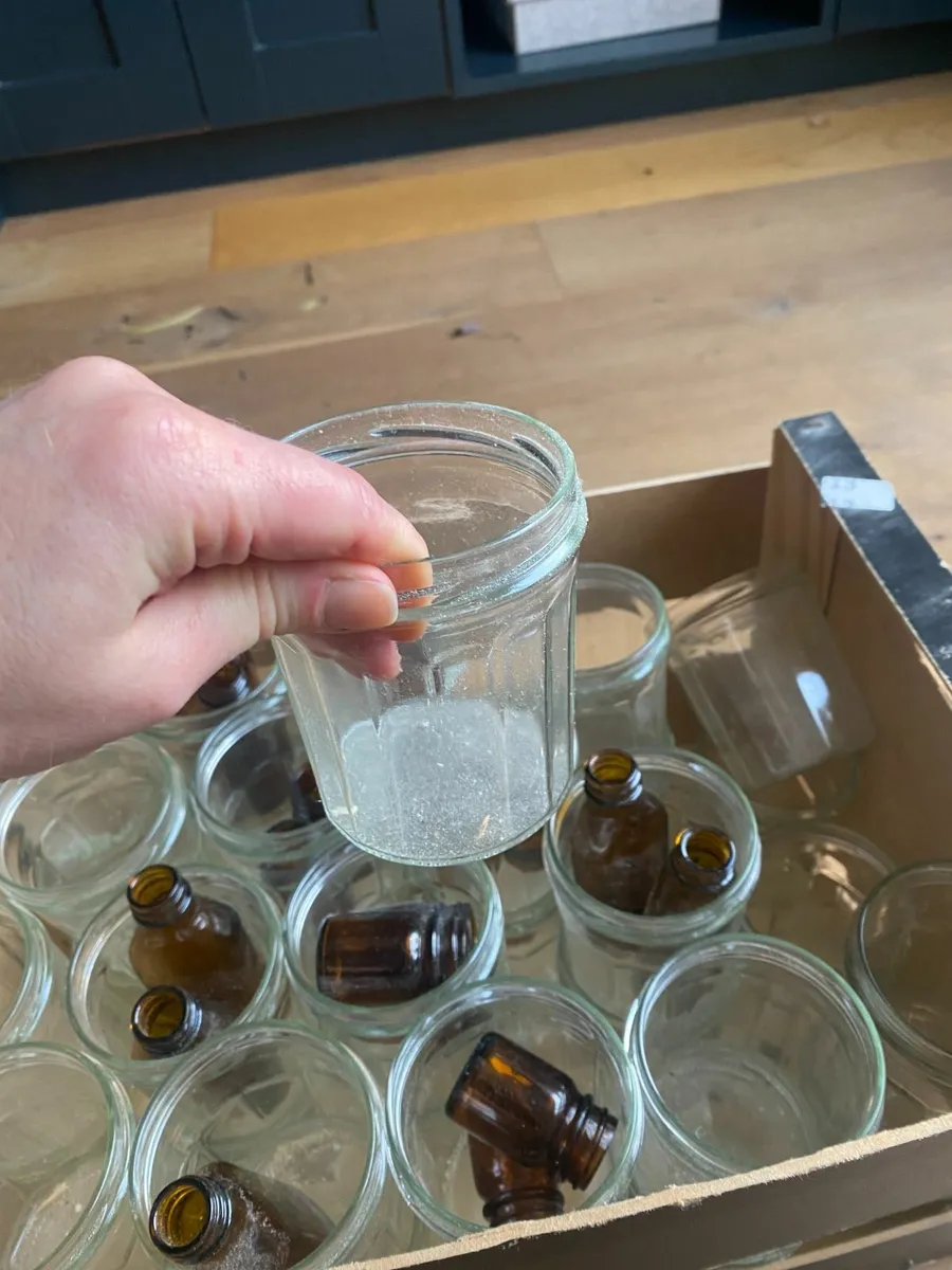 Glass jam jars and medicine bottles - Image 3