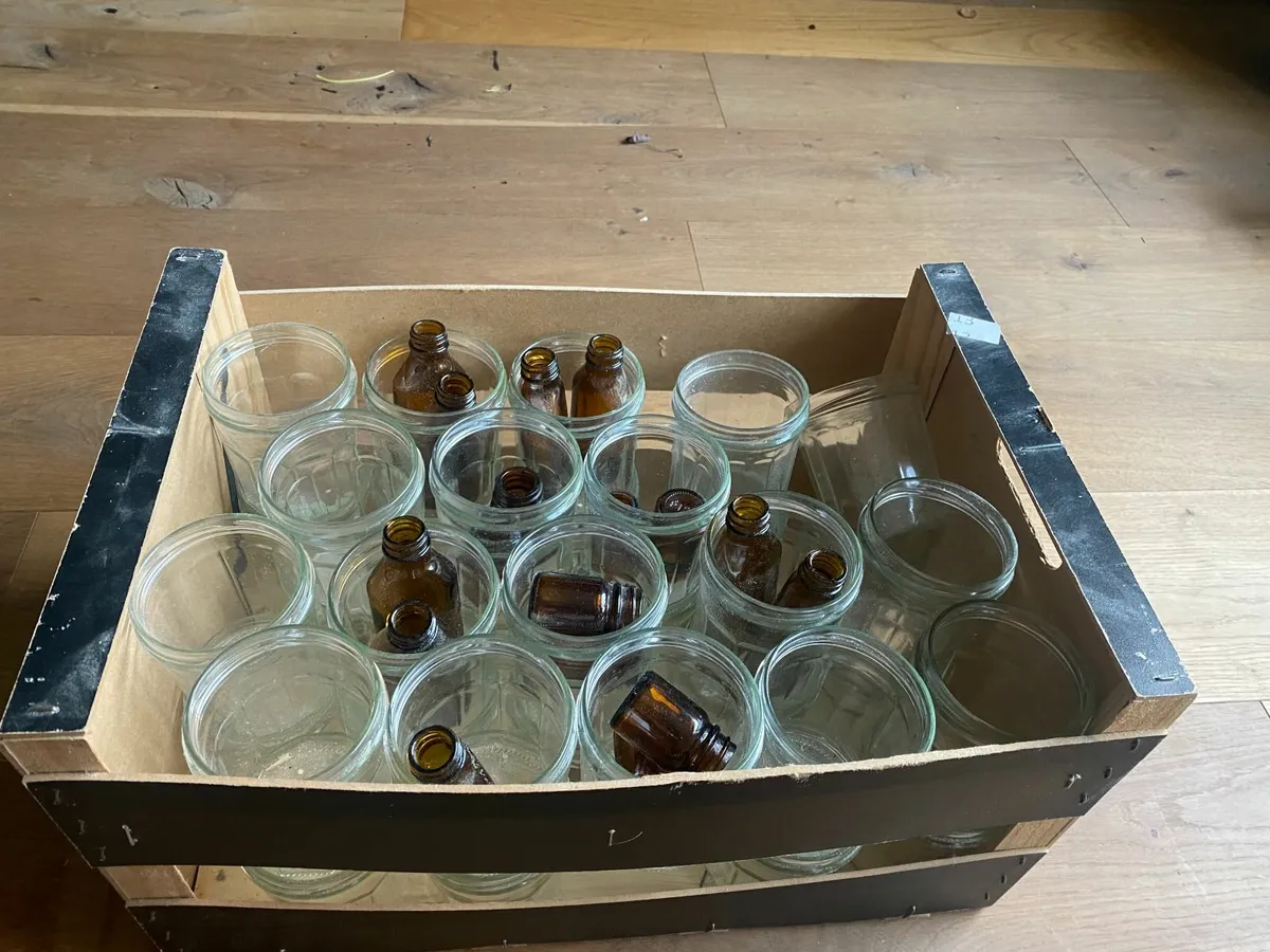 Glass jam jars and medicine bottles - Image 4