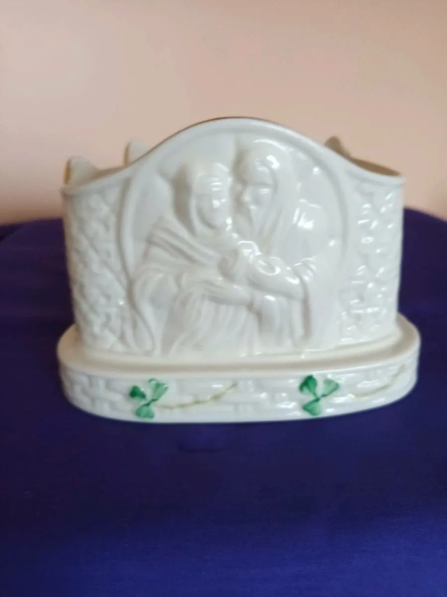 BELLEEK PORCELAIN NATIVITY  CANDLE HOLDER - Image 1