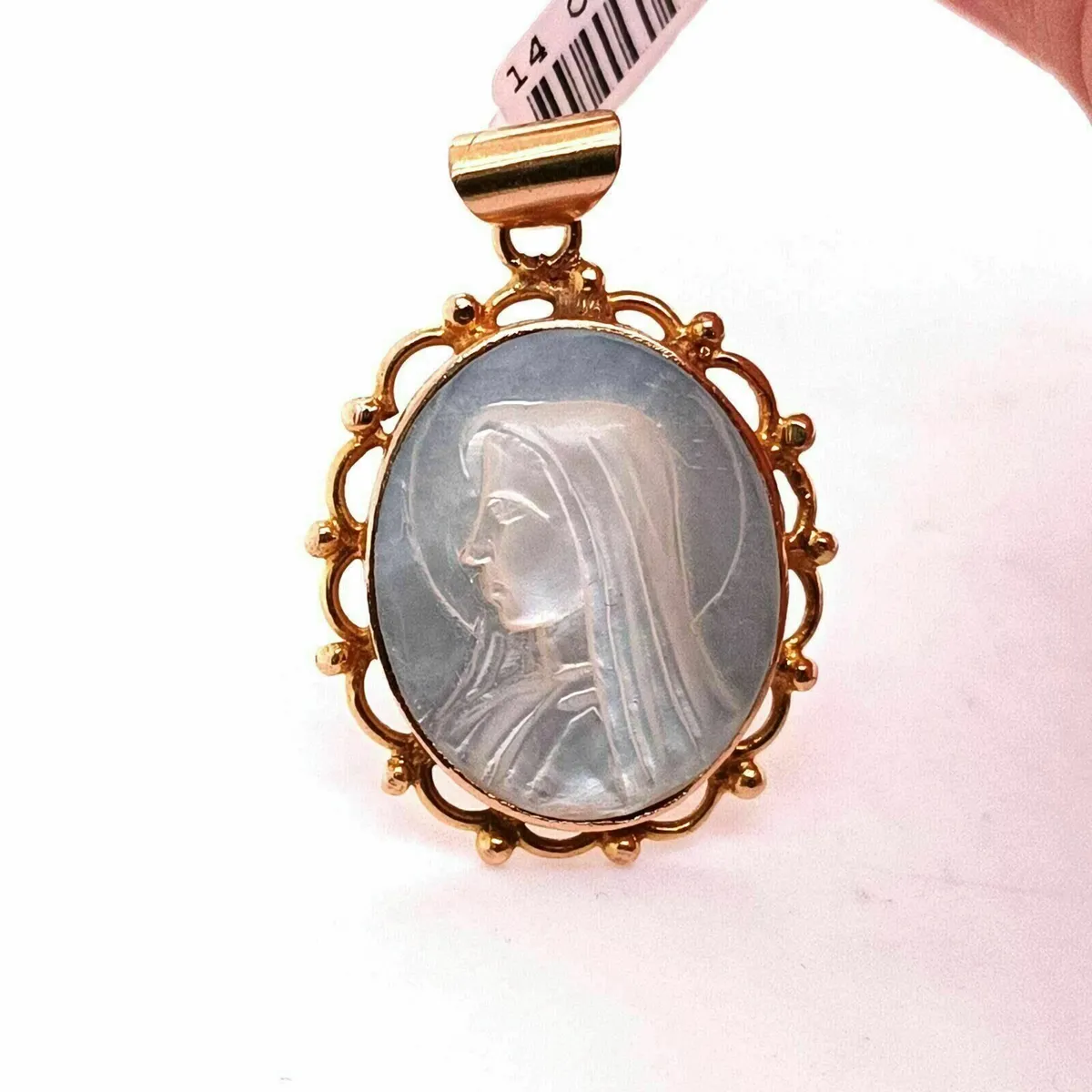 14k Gold & Shell Cameo Our Lady , Mary - Image 1
