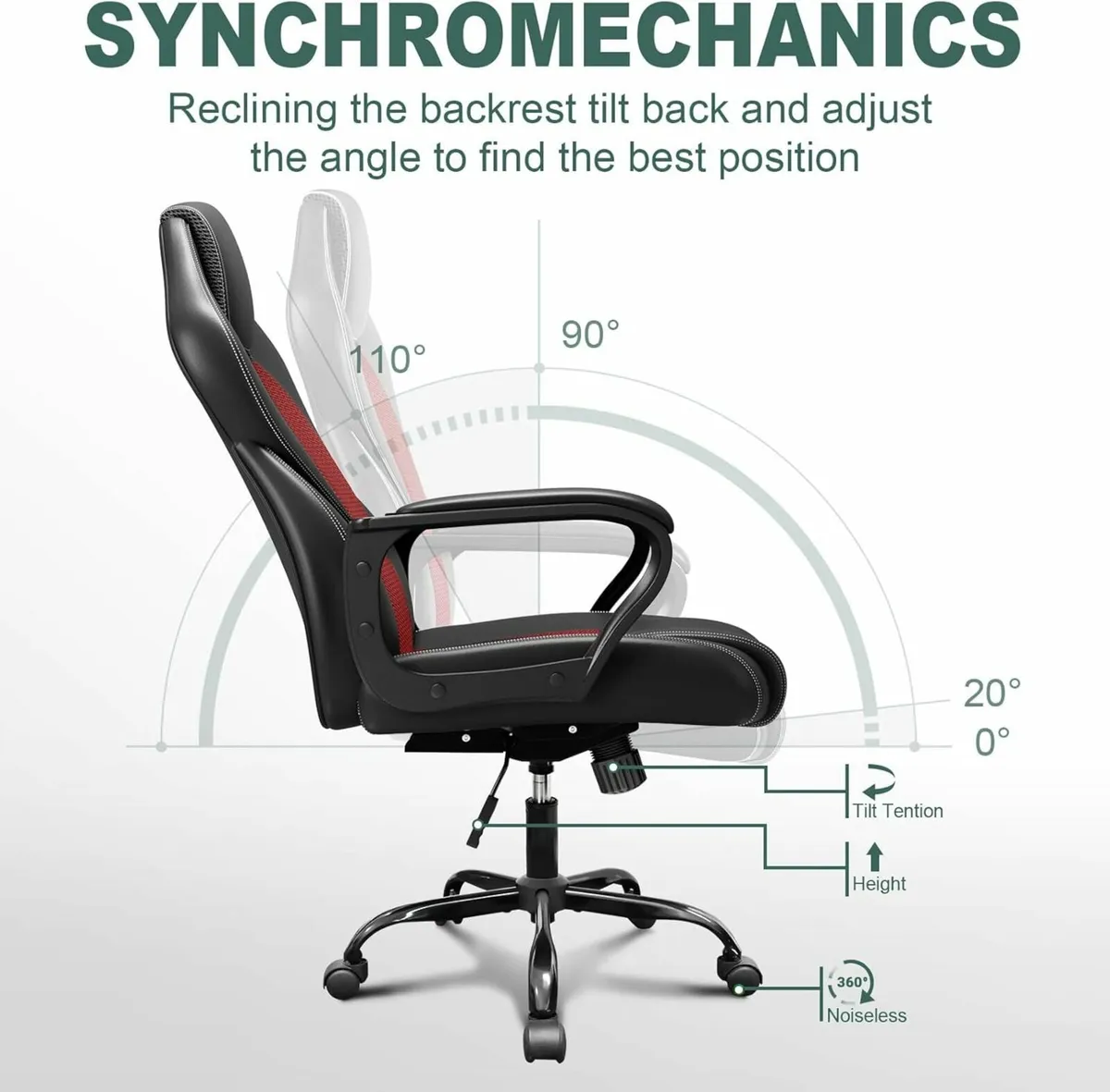 Office Chair Executive Chair High Back Gaming red - Image 2