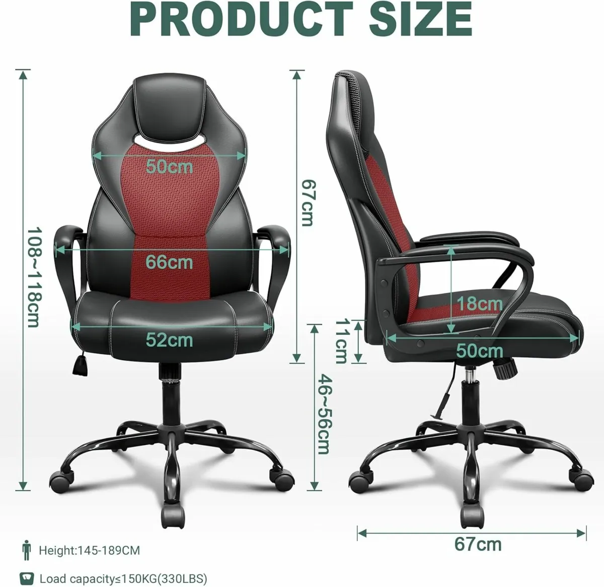 Office Chair Executive Chair High Back Gaming red - Image 3
