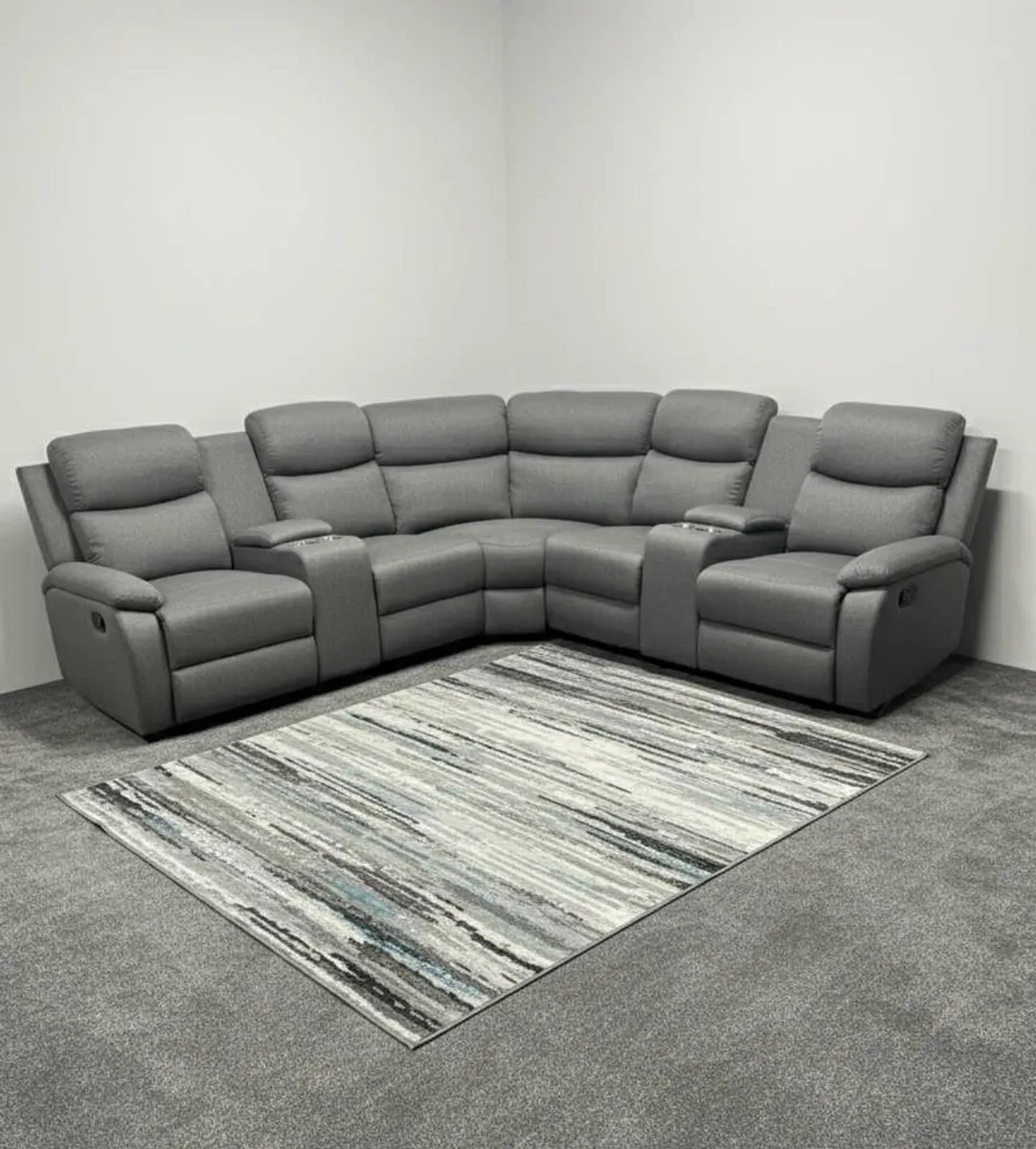 New Stanley Grey Fabric Corner Recliner Sofa