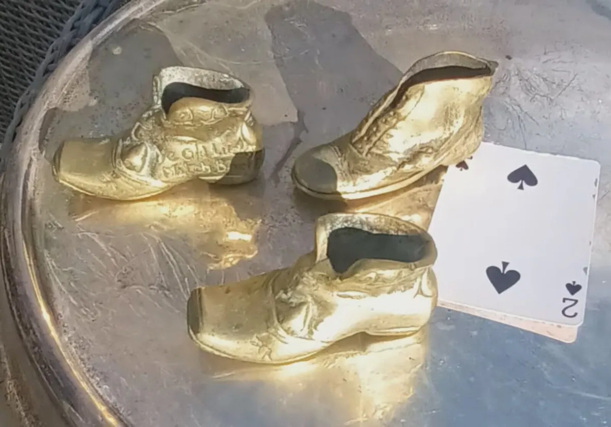 5 brass vintage shoes boots, D18 - Image 4