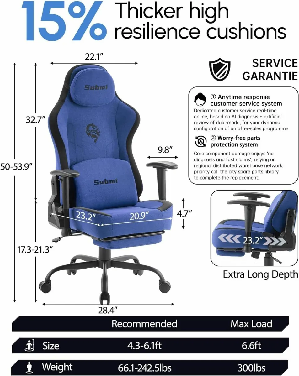Gaming Chair Ergonomic 3D Lumbar Support - Image 4