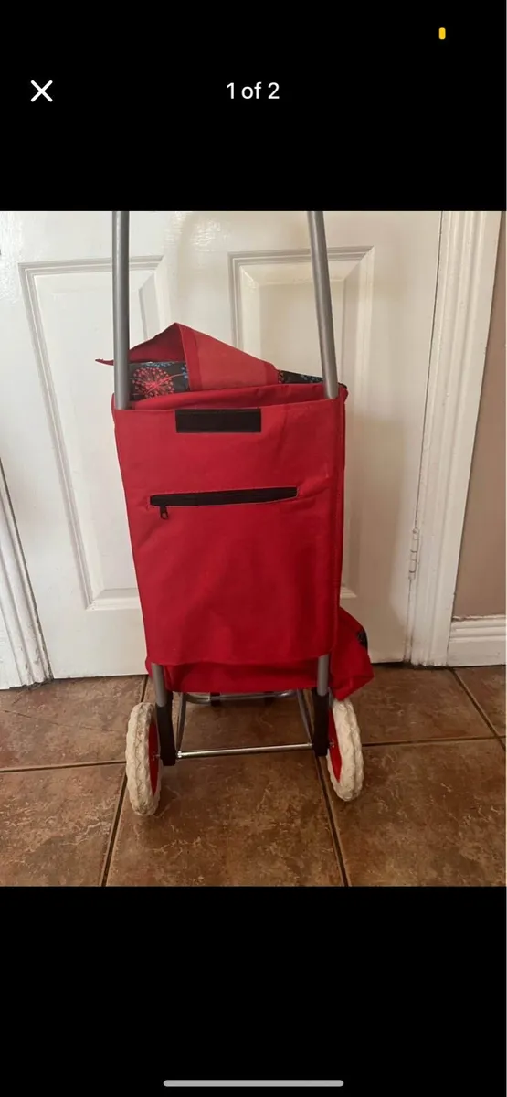 Red Shopping Trolley With Wheels - Image 2