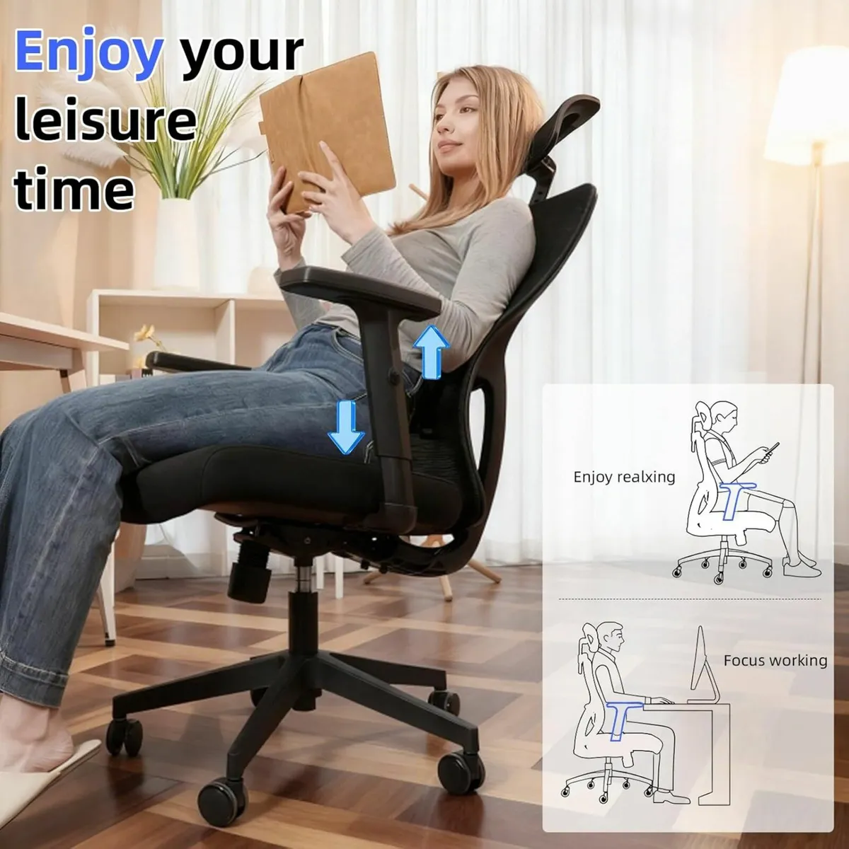 Office Chair, Desk Chair Adjustable Headrest - Image 4