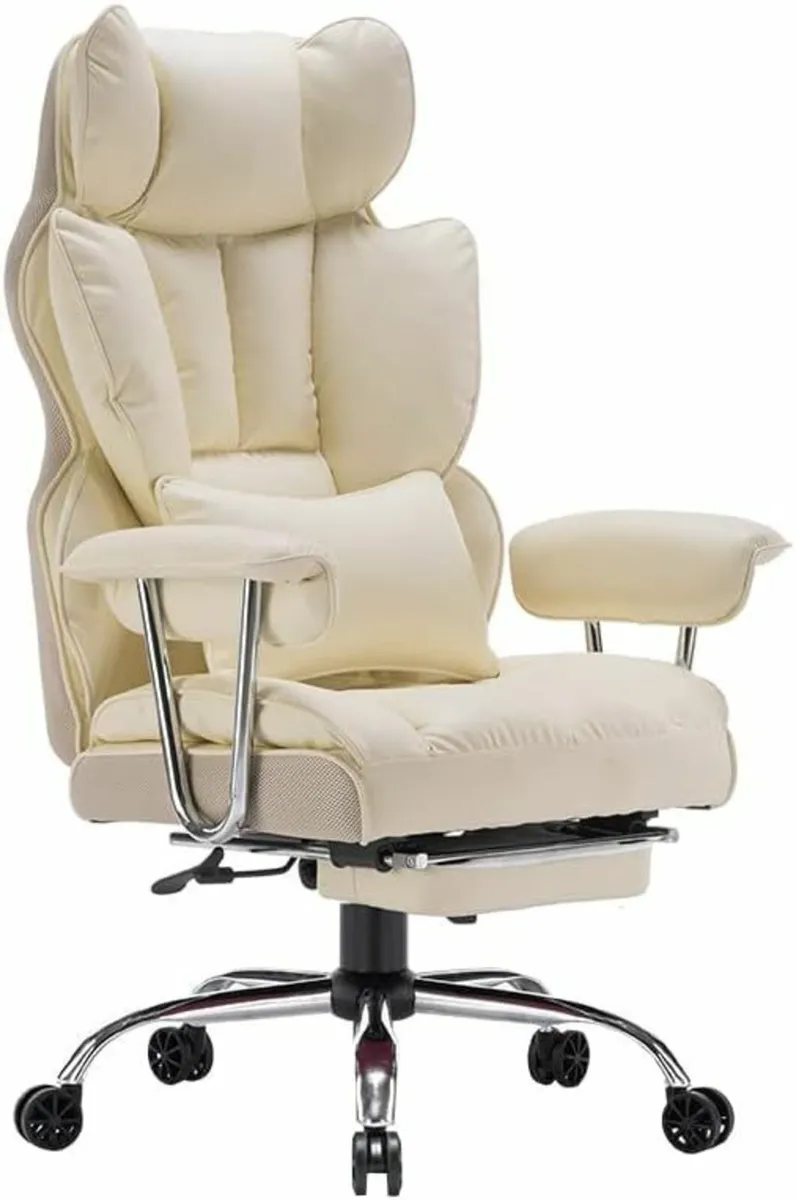 Desk Office Chair High back Ergonomic Beige - Image 1