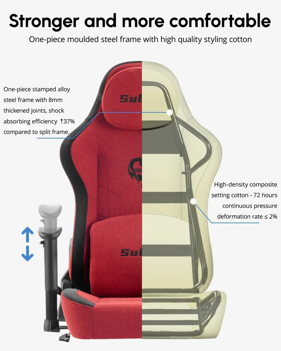 Ergonomic Gaming Chair, High Back Gaming Red - Image 2