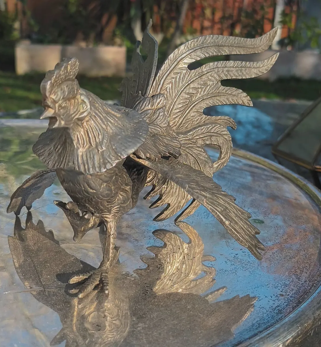 Pair of fighting cocks, pewter, post 6e D18 - Image 3