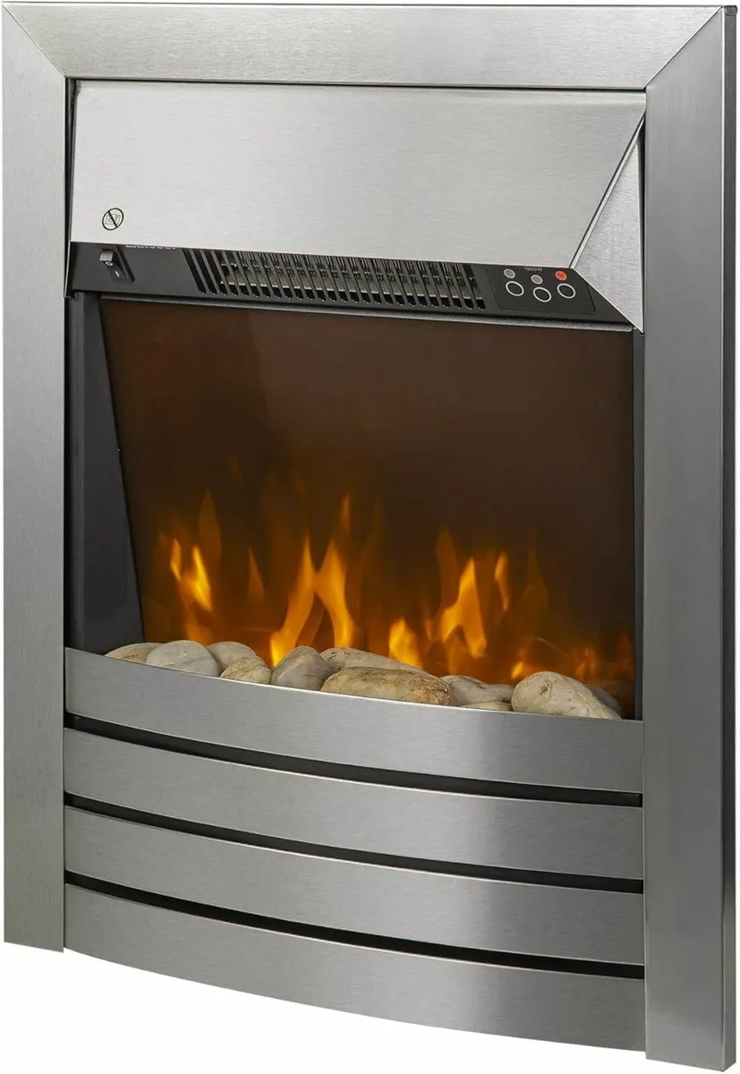 2 KW Stainless Steel Electric Inset Fire Stove - Image 1