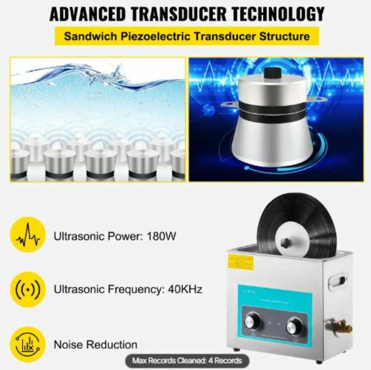 Ultrasonic Vinyl Record Cleaner 6L 40kHz Vinyl - Image 3