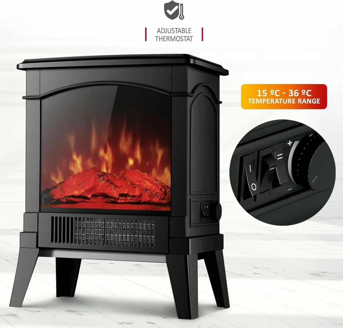 Stove Heater Electric Fireplace Fire Flame Effect - Image 2