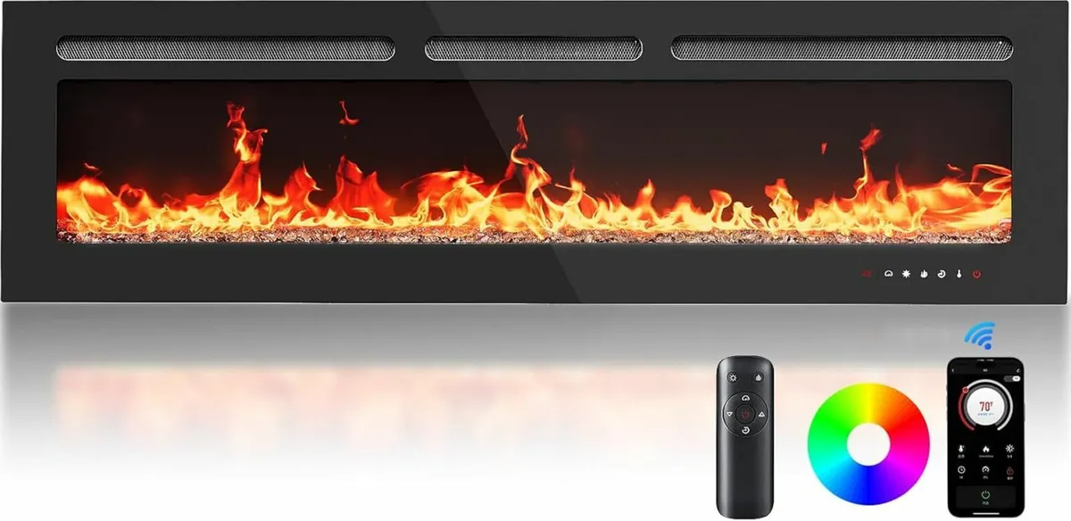 50″/127cm Electric Fireplace Heater 20 Flame Color - Image 2