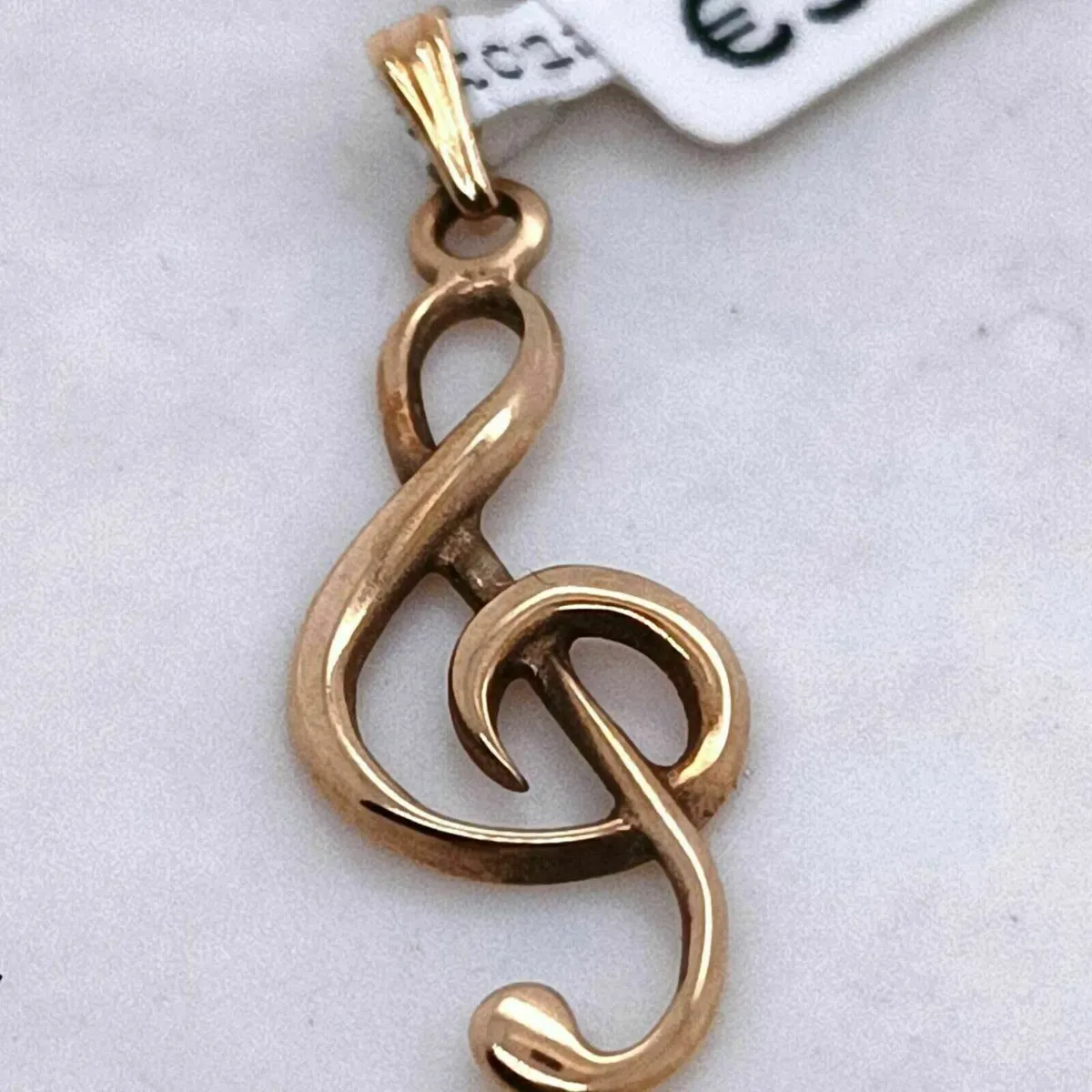9k Yellow Gold Treble Clef Pendant / Charm - Image 4